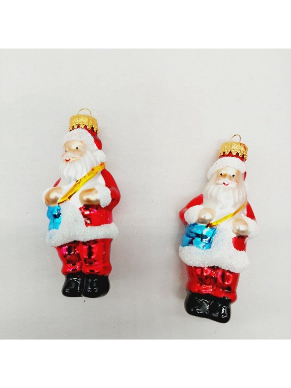 Garden Ridge Glass Santa Ornaments 3" Set Of 2